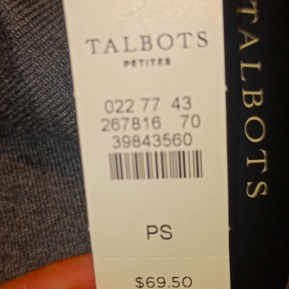 NWT-Talbot's-SMALL-Grey-Wash- fold-over-collar, Light-Weight-Long Sleeve Sweater - Picture 7 of 8